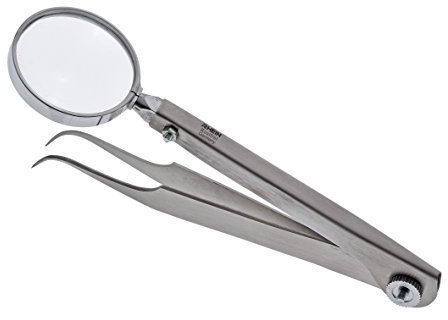 RHEIN Zeckenpinzette- Lupenpinzette- zum Entfernen von Zecken bei Hunden und Katzen-gebogen- rostfreier Edelstahl (13 cm)