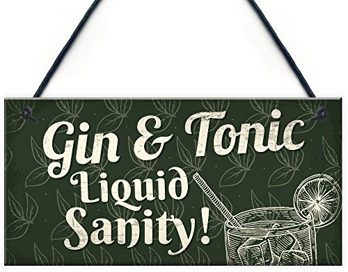 Red Ocean Gin & Tonic Novelty Alcohol Gin Plaque Man Cave Home Bar Kitchen Sign Wall Decor Gifts For Him Her