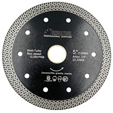 SHDIATOOL Diamant Trennscheibe 125MM mit Mesh Turbo Rim Segment Schneiden Fliesen Keramik Granit Marmor