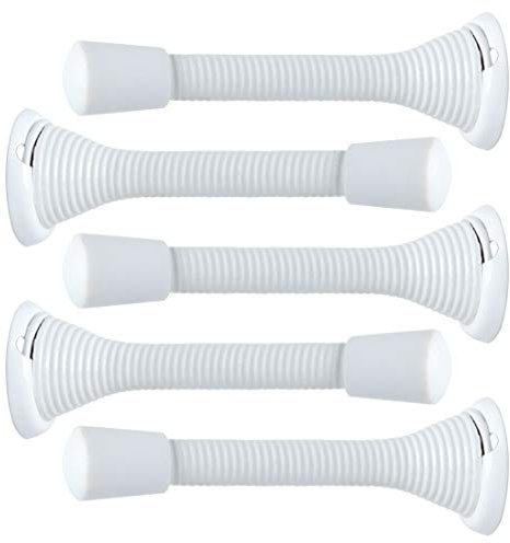 sourcing map Home Door Stopper, 5 Pack Door Stop Wall, Rust Resistant, 3.3 Spring Door Stoppers, Protect Doors White