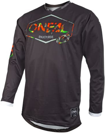 O'NEAL | Motocross-Trikot | Enduro MX | Atmungsaktives Material, Maximale Bewegungsfreiheit, Verlängerter Rücken | Jersey Mahalo | Erwachsene | Schwarz Multi | Größe XL