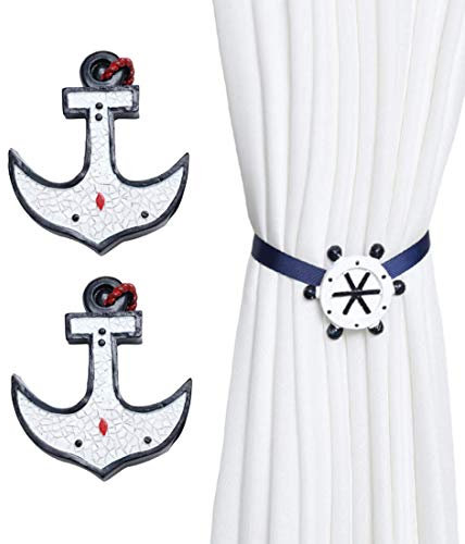 Molinter Vorhang Raffhalter Magnetisch Maritime Vorhangseil Clip Halter Holdbacks Gardinenklammern mit Starken Magnet für Heimtextilien 2 Stück (Stil 8)