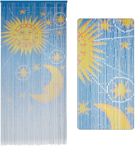 TTM BAMBOO Moon & Sun Bambus-Perlenvorhang, Hängevorhang, Bambus-Türperlen, 91,4 x 200,7 cm, 90 Stränge