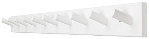 Dseap Coat Rack Wall Mounted, 97cm Long, with 10 Peg Hooks, Shaker Style Coat Hook Hanger for Hanging Coats Towels Hats Clothes Clothing, White