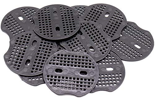 Panngu 100 Arandelas de Seguridad - 7 * 6.5CM para Grapas para Jardin y Grapas de sujeción Galvanizado Asegurar la Tela de Malezas, Mallas. (Junta plástica, Negro)