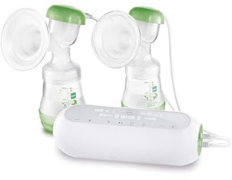 MAM 2in1 Doppelmilchpumpe, flexible Nutzung als Handmilchpumpe oder elektrische Milchpumpe und für beidseitiges Abpumpen, Pumpe für Muttermilch mit leichter Handhabung, grün