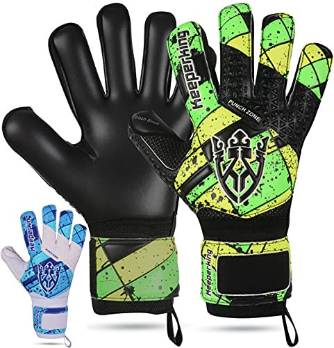 Keeperking Torwarthandschuhe Kinder mit und ohne Fingerschutz Fußballhandschuhe Kinder fingersave Profi Grip 4mm Deutschelatex Unisex (5, Schwarz Ohne FS)
