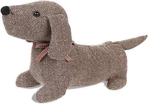 SANFERGE Niedlicher dekorativer Türstopper für Zuhause und Büro, Boden-Türstopper, Stofftier, gewichtete schwere Wandschutz, brauner Hund