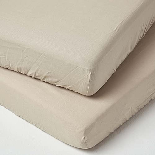Homescapes - Lenzuola con angoli per lettino in morbido lino, 140 x 70 cm, 2 pezzi, in lino francese e puro cotone 100%, con gonna completamente elasticizzata, ipoallergeniche, facili da pulire