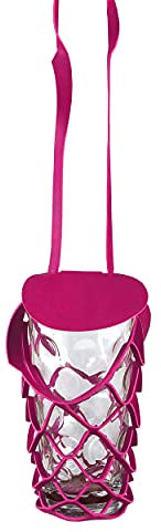 VINSTRIP® DUBBEGLAS Dubbeglas-/Bierflaschenhalter zum Umhängen mit Schutzdeckel - Getränkehalter - praktischer Netzglashalter zum Umhängen für Festivals, Picknicks, Junggesellenabschiede, Partys