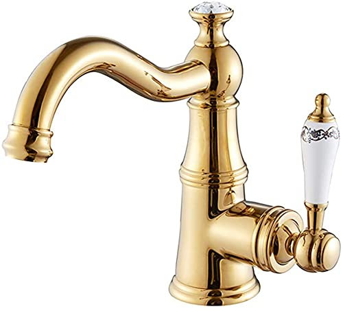 Nostalgie Chrom Bad Wasserhahn-Waschtischarmatur 360°Schwenkbare Waschbecken Armatur Einhebelmischer Mischbatterie Badarmatur Waschtischbatterie F.Badezimmer Aus Messing
