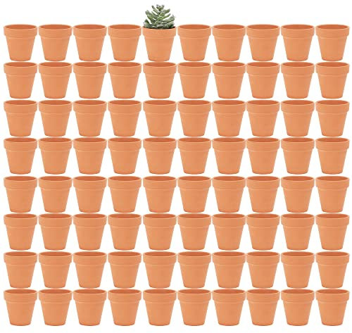Yishang Samll Terrakotta-Töpfe mit Drainagelöchern, Mini-Keramik-Töpferpflanzen, Kaktusblumen, Kinderzimmer, Terra-Baumwolle, für Innen- und Außenbereich, Sukkulenten, Hochzeitsgeschenk, 80 Stück