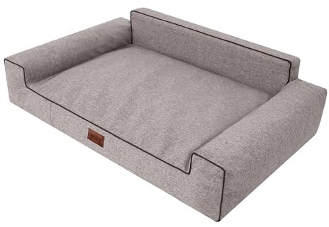 HOBBYGARDEN Hundebett Hundekissen Bett Kissen Haustierbett Hundeliegen Hundesofa Hundecouch Liegen Sofa Hundekorb Tierbett Weich, Cappuccino, 78 x 53 cm
