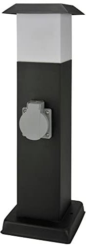 UNITEC Edelstahlsäule Outdoor mit Abdeckung , 2 Steckdosen, Energieverteilung für den Garten, spritzwassergeschützt IP 44, max. 3600W, Edelstahl, schwarz