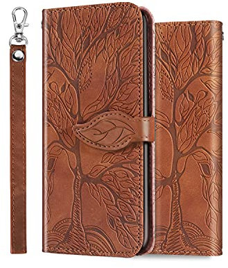 ONETHEFUL Coque Portefeuille Étui iPhone X/XS iPhone 10 Housse Protection Accessoires Case Flip Cover pour iPhone X/XS iPhone 10 (5.8) Phone Étuis en Faux Cuir avec Stand Marron