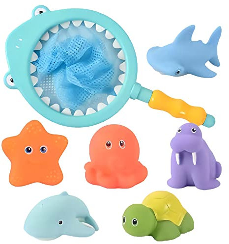 NIWWIN Juguetes de baño,Juguetes de bañera de Red de Pesca,Juguetes flotantes de Tortuga de Baloncesto,Juegos de Red de Pesca de Juguetes de Ducha de Piscina de bañera,para niños de 2 3 4 5 años