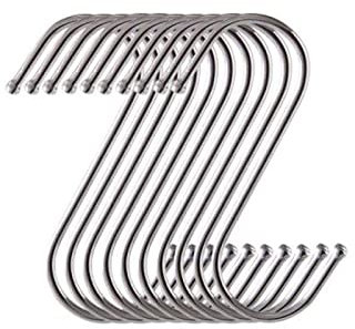 Yesmin 10 Pack in S Shaped Hooks Hanging Hooks Hangers for Bathroom, Bedroom, Office and Kitchen(Silver & Medium)