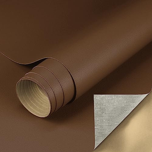 Leder Reparatur Patch Set, Kunstleder Selbstklebend 40x300cm Leder Patch Kit Lederflicken, Lederoptik Folie Möbelfolie Tapeten Lederreparatur Polster für Ledertasche Autositz Sofa Möbel Dunkelbraun