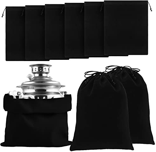 6 Pcs Silver Storage Bags 18 x 18 Inch Anti Tarnish Storage Bag Fabric Cloth Bags for Silver Jewelry Silverware Protection Flatware Silver Plate Tarnish(Black)