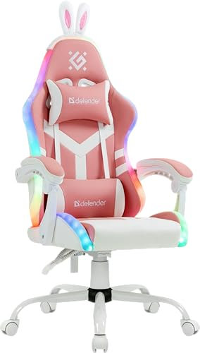 Defender Gaming-Stuhl IDEAL, Bürostuhl, ergonomischer Computerstuhl mit Kopfstütze, verstellbares Lendenkissen, höhenverstellbar, ROSA