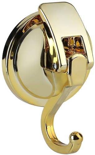 SOCONT Heavy Duty Vacuum Suction Cup Hooks, 1 Pack, Gold | No damage no hole wreath holder for smooth glass door and storm door, removable hooks for bathroom kitchen decor