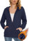 MAGCOMSEN Damen Kapuzenjacke Langarm Hoodie Winter Sweatshirt Wandern Fleecejacke Sport Outwear mit Reißverschluss Dunkelblau 42