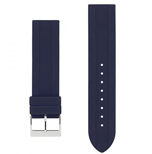 Akteo Cinturino per Orologio fibbia Argento 22 mm Silicone blu Scuro