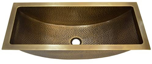 Orientalisches EINBAUWASCHBECKEN WASCHBECKEN WASCHTISCH Azra Messing Hammerschlag Optik Metall 63,5X27 cm BECKEN marokkanischer Stil Badezimmer CMDM12