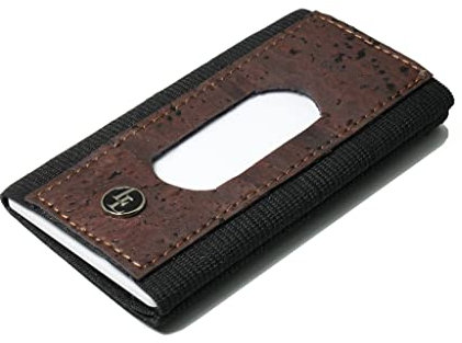 Locklair Slim Wallet für Herren, Mini Portemonnaie aus Textil, Dünner Kartenhalter, Männer Geldbörse vegan und nachhaltig, Kartenetui flach | The Swipe Wallet (Dunkelbraun, 2 bis 6 Karten)