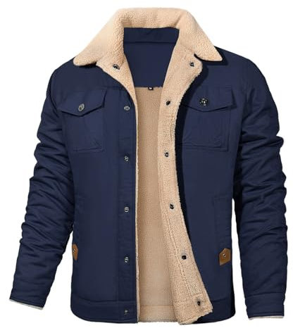 Voqeen Veste Homme Cargo en Polaire d'hiver pour Militaire Épaissir Coupe-Vent Coton Manteau Homme Hiver Chaude Avec Revers