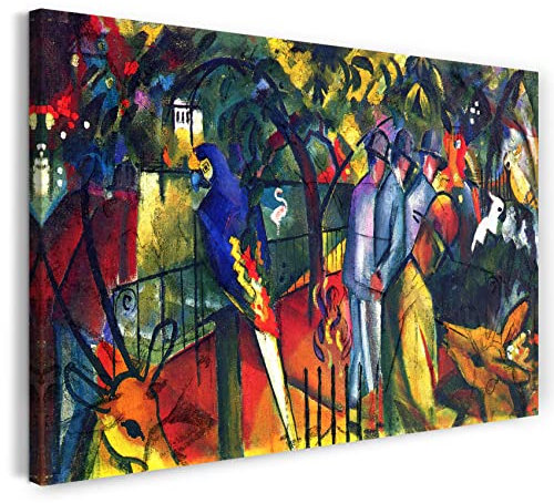 Leinwandbild (30x20cm) August Macke: Zoologischer Garten, Leinwand auf Keilrahmen gespannt und fertig zum Aufhängen, hochwertiger Kunstdruck aus deutscher Produktion