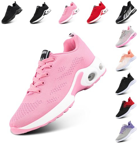 Hitmars Scarpe da Running Corsa Donna Respirabile Leggero Fitness Scarpe da Ginnastica Sportive Running Sneakers Basse Interior Casual all'Aperto Rosa EU 37