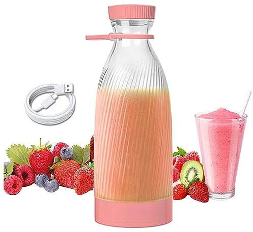 Mixer Blender Portable, 500 Ml, Conception à 6 Lames Blender Electrique, Recharge Usb Portable Sans Fil Fresh Juice Blender, Pour Jus Frais, Smoothies Et Shakes,Pink