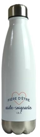 CADEAUX.COM - Gourde Personnalisable -Fière d'être Aide-Soignante- Gourde Isotherme Personnalisée - 500ml - Bouteille Thermos avec Message - Idée Cadeau Original- Cadeau Homme - Cadeau Femme