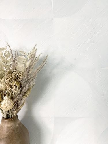 Newroom Tapete Weiß Vliestapete Muster - Mustertapete Modern Creme Silber Linien Verlauf Retro Geometrisch 3D-Optik inkl. Tapezier-Ratgeber