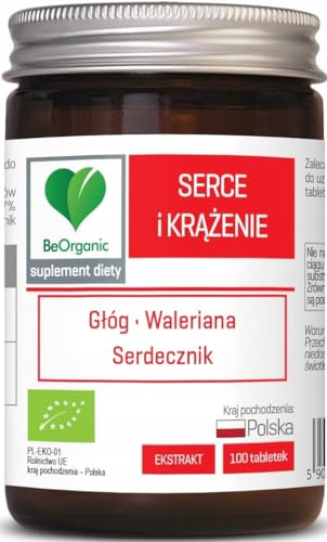 BeOrganic - Herz und Kreislauf BIO - Weißdorn - Baldrian - Nahrungsergänzungsmittel - Ohne Zusatzstoffe - Veganer - 100 Tabletten
