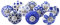 Royal Kraft Sknob002_20 Handbemalte Keramikknäufe für Küchenschrank, Tür und Schublade, Kleiderschrank, 10 Designs x 2 Stück = 20 Knäufe, Vintage-Stil, Blau