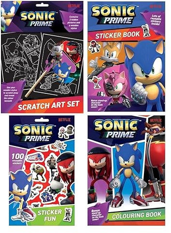 Anila's Sonic Activity Set with Colouring Set, Sticker Book, Sticker Fun Book & Colouring Book.
