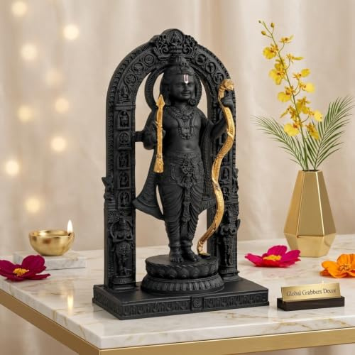Global Grabbers Polyresin Ram Lalla Idol Statue Showpiece Murti for Home Decor Decoration Gift Gifting Items