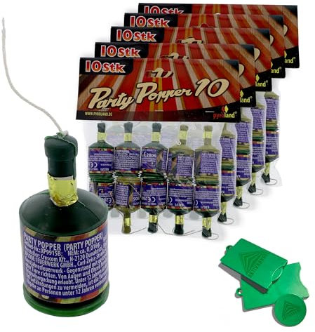 AKTIVHANDEL Party Popper 50er Set Tischfeuerwerk, Party Deko für Silvester, Geburtstag, Hochzeit und Feiern, Feuerwerk der Kategorie F1 inkl. Einkaufswagenchip