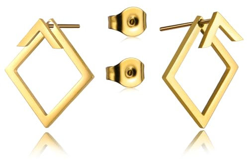 Dreamtimes Dreieck Ohrringe Tiny Square Dreieck Stud Circle Spike Huggie Hoop zierliche kleine einfache geometrische Schmuck Weihnachtsgeschenke fr Frauen (Quadrat-G)