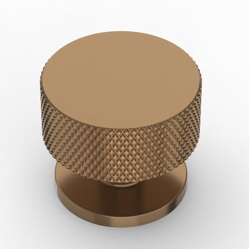 9BUILD 10 Pack Champagne Bronze Cabinet Knobs Single Hole Cupboard Handles Knurled Drawer Knobs Cupboard Door Knobs for Wardrobes UK0045
