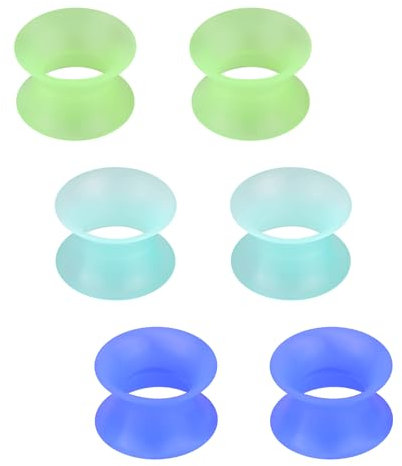 Rajnard Tunnels d'oreilles en Silicone Bouchons d'oreilles Flexibles Jauges d'expansion 3/4/5/6/8/10/12/14/16mm Etirement d'oreilles Bijoux de Piercing Blanc Violet Bleu Vert