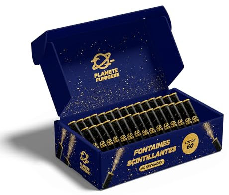 Lot de 60 Fontaines à Gateaux Scintillantes durée 60 Secondes pour Gateaux et Bouteilles de Champagne, Bougie lumineuse d'ambiance pour anniversaire 1 Minute - PLANETE FUMIGENE®