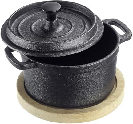 Dremdo Cast Iron Dutch Oven, 2 in 1 Pre-Seasoned Cookware Dutch Oven Pot with Skillet Lid, Fire Pot for Camping Cooking Baking Indoor Outdoor without Feet,Dutch Oven,22cm