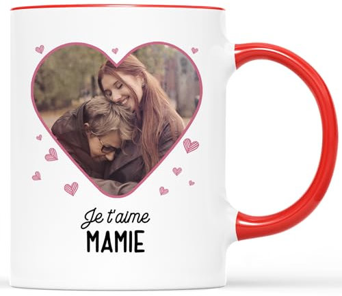 CADEAU PLUS Mug Personnalisé Photo et Prénom - Pour Toute La Famille - Cadeau Personnalisé Mamie, Fête Des Grands-Mères, Tasse Personnalisable