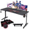 Devoko Gaming Tisch, 160cm Gaming Schreibtisch Gamer Computertisch Ergonomischer PC Schreibtisch mit Kabelaufbewahrungsbox, Getränkehalter und Kopfhörerhalter T-förmiger (Schwarz, 160 x 60 x 75 cm)
