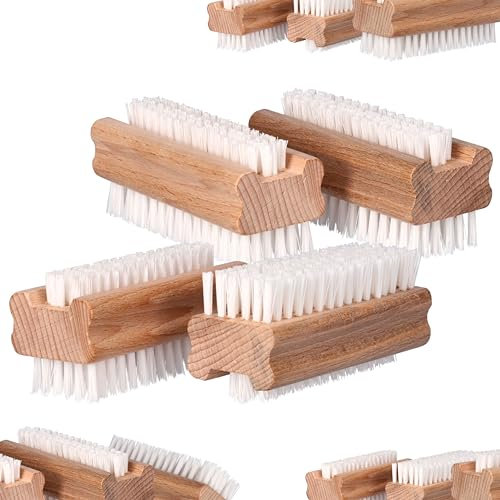 ToolSpace 4x Nagelbürste Holz Feste Starke Borsten Nagelreinigungsbürste Nail Brush Handwaschbürste Fingerbürste Schrubbbürste zum Reinigen von Dreck, Schmutz unter den Nägel Pflegebürste Handbürste