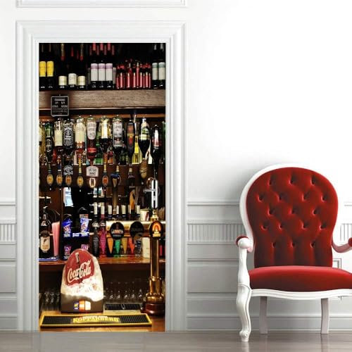 Türtapete Selbstklebend 90x210 cm Türfolie Selbstklebend Bier Türaufkleber Türposter Bar Türsticker Fototapete 3D Effekt für Schlafzimmer Wohnzimmer Küche 5705A