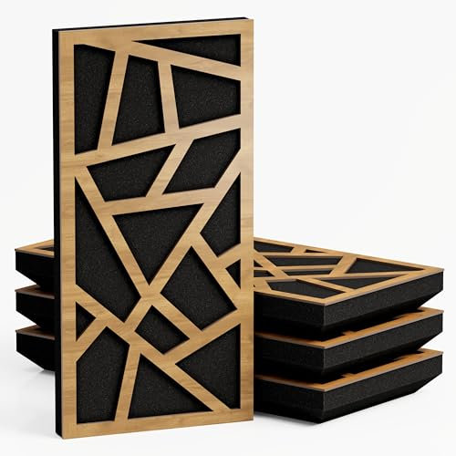 4er-Pack – Schmaler schallabsorbierender Akustik-Diffusionspanel | 50x25cm | Diffusion – Reflexion – Schalldämmung | Modell – Dicke – Farbe: [SKYROSS - 53mm | Eiche]